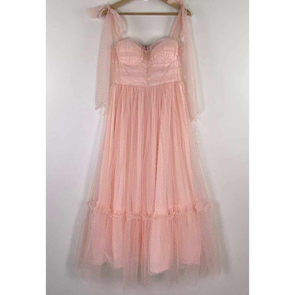 Petal & Pup Floret Midi Dress Large Petal Pink Tulle Bow Strap Sweetheart Cup